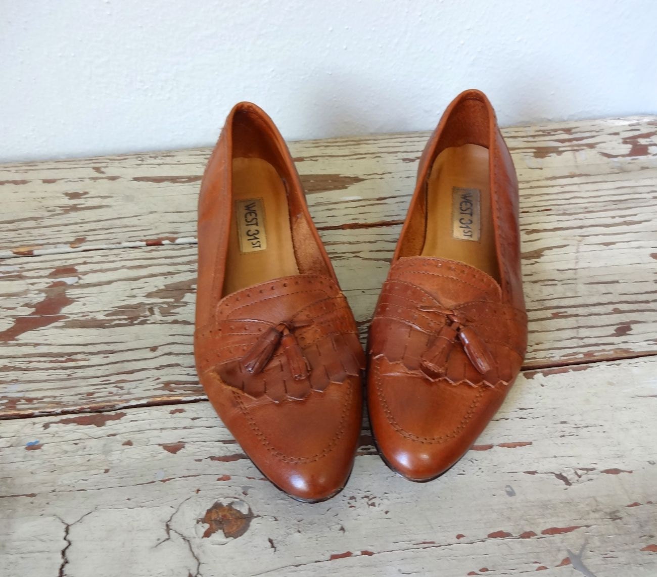 Vintage RAMSEY Shoes / 1990s Flats / Tassel Loafers / West 31st Shoes