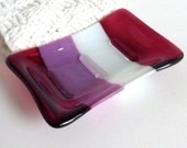 Cranberry, White and Pink Glass Soap Dish