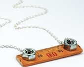 Found Object Jewelry- Upcycled Folding Ruler Hardware Necklace