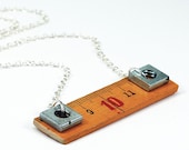 Found Object Jewelry- Upcycled Folding Ruler Gunmetal Hardware Necklace