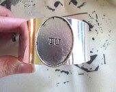 Cuff bracelet BLANK with 40x30mm Setting use with glass cabs, epoxy stickers, cameos etc - 5 pcs Shiny Silver