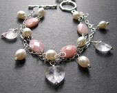 Gemstone Bracelet. Pink Peruvian Opal Bracelet. MultiStone Bracelet. Wire Wrapped Bracelet - Blush