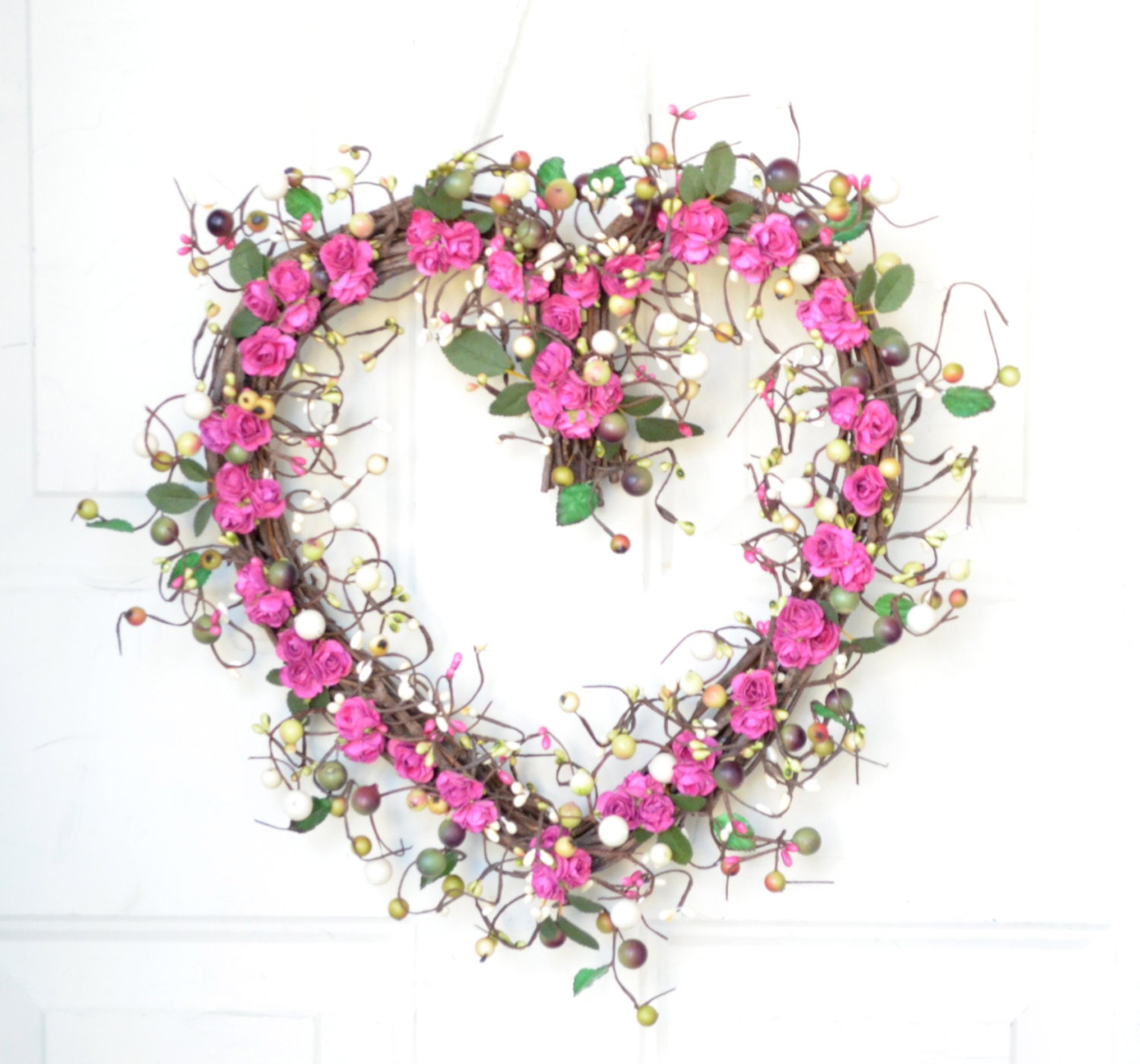 Purple heart wreath  - Spring Home Decor - Valentines Day - Easter - Mothers Day