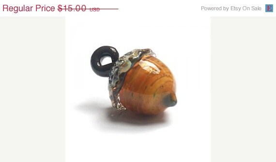 ON SALE 50% OFF Copper River Acorn Focal Bead - Handmade Glass Lampwork Bead - 11820209
