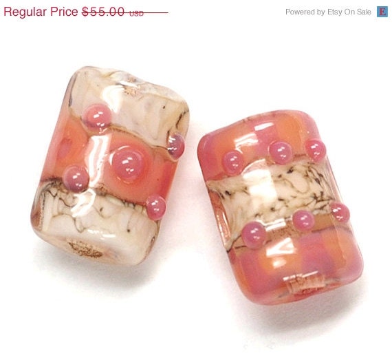 ON SALE 50% OFF Glass Lampwork Bead Sets - Six Pink Desert Mini Kalera Beads 10704303