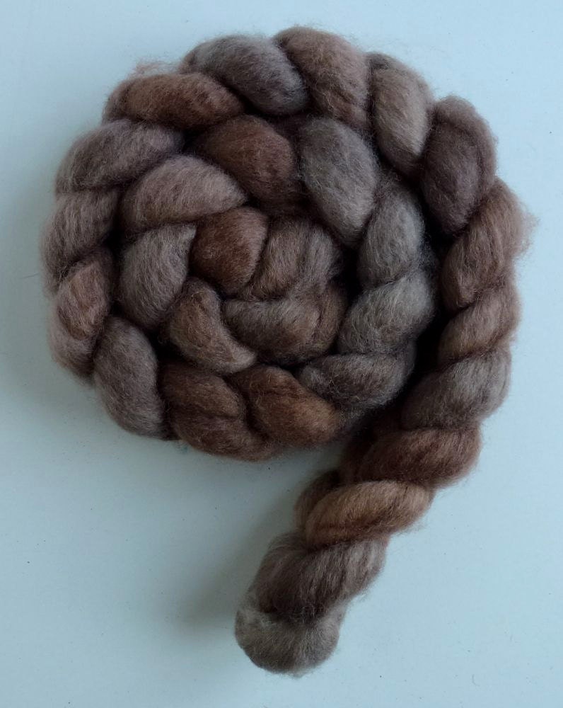 BFL Wool Roving - Hand Painted Spinning or Felting Fiber, Brown Tonal