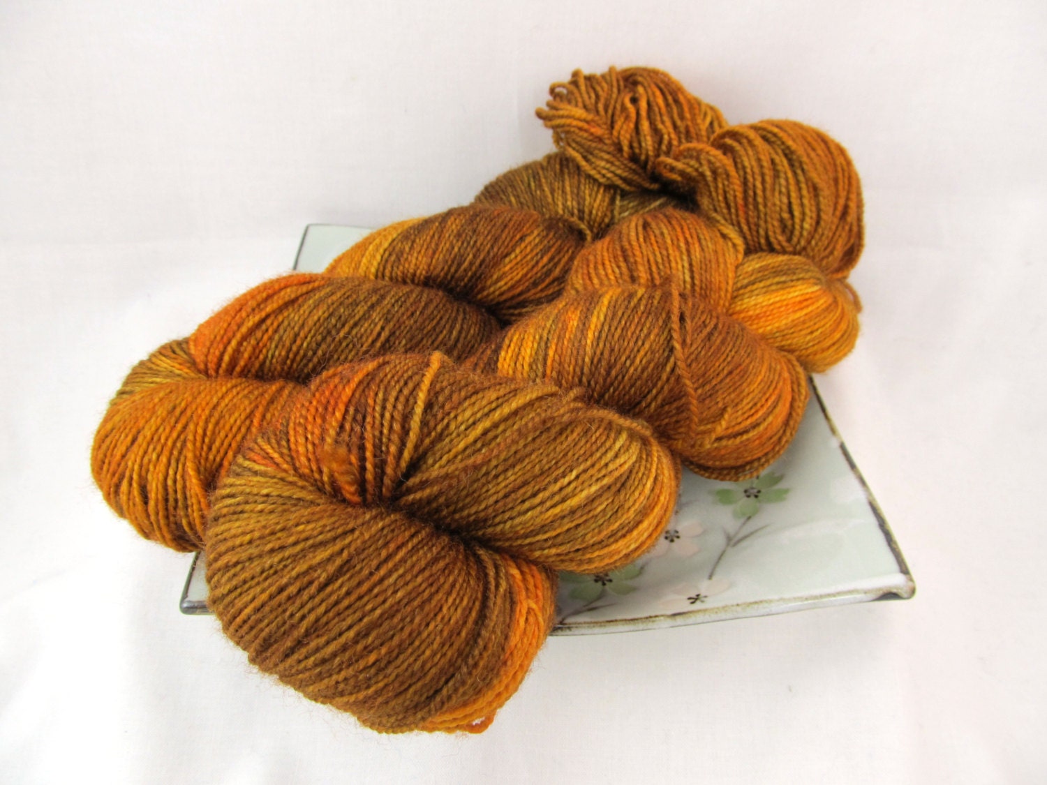 Hand Dyed Sock Yarn, Pebble Silk Sock, Superwash Merino and Silk - Butterbeer