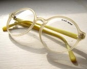 French NAF NAF 80's Oversized Round Eyeglass Frames Made in France Ginger Ale/Lemon Yellow
