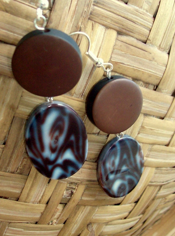 Tribal Whispers Wood & Shell Earrings - Animal Print - Wood Jewelry - Shell Jewelry - stoneandbone