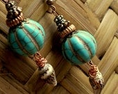 Tribal Trends Turquoise and Shell Earrings - Shell Jewelry - Native American Jewelry - stoneandbone