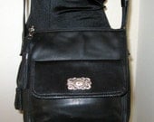 Fossil thick pebble leather messenger bag satchel cross body bag  vintage handmade tassel