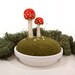 Pincushion Sculpted Red Amanita Mushrooms in Wool Moss Made To Order - Home Decor Nature Display