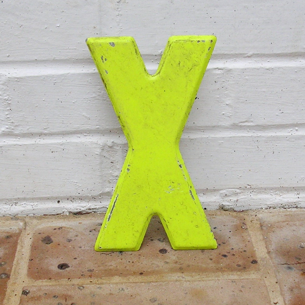 Vintage Metal Letter X Chippy Painted Letter X Old Rustic Letter X Antique Marquee Letter X