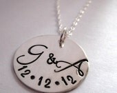 Personalized Necklace - Couples Necklace - Monogram jewelry - Bridal Necklace