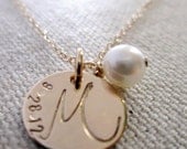 Monogram Necklace - 14 kt Solid Gold Necklace - Mother's Necklace - Fine Jewelry - Graduation Necklace