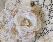 Wedding Wrist or Pin Corsage Burlap and Champagne Made to order