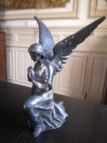 SALE use coupon code- antique french praying angel statue