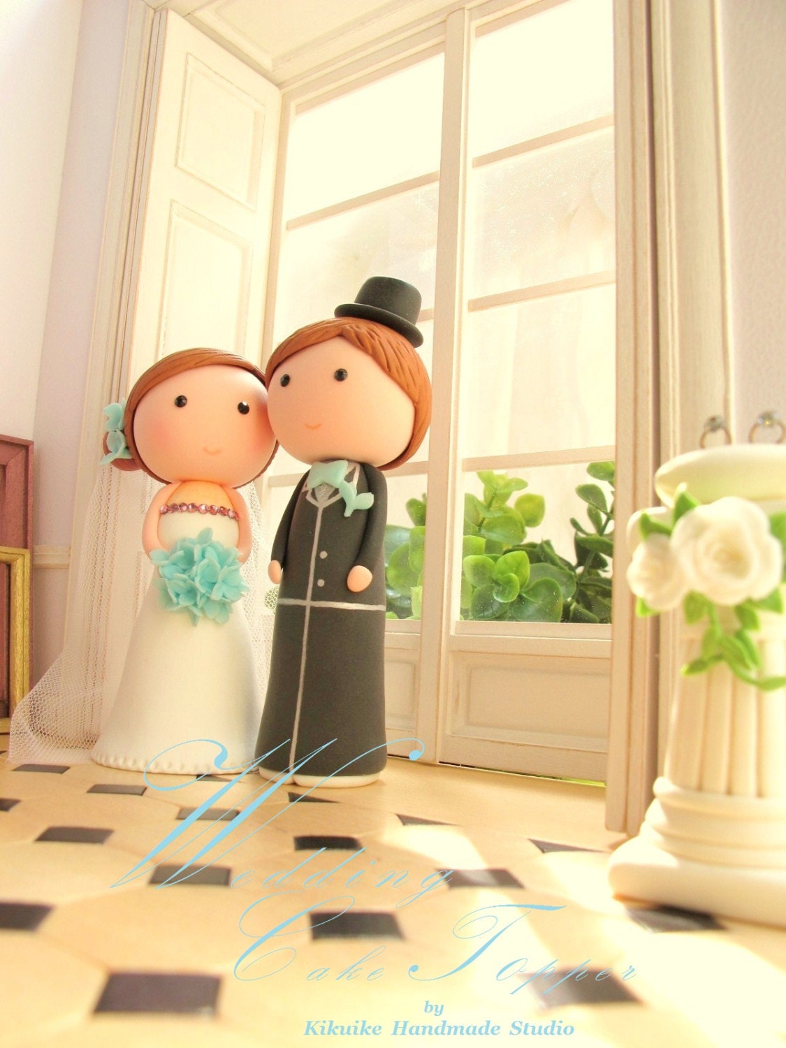 LOVE ANGELS Wedding Cake Topper-love bride and groom with sweet heart - Couple