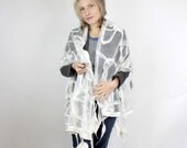 Nuno felted shawl wrap handmade silk white very good quality materials shining silk