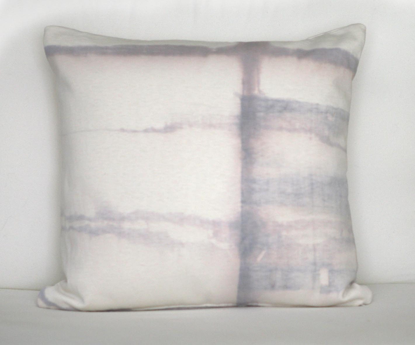 Mist gray shibori dyed cream cotton jersey pillow