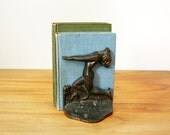 vintage 30s Art Deco Nude Metal Bookends