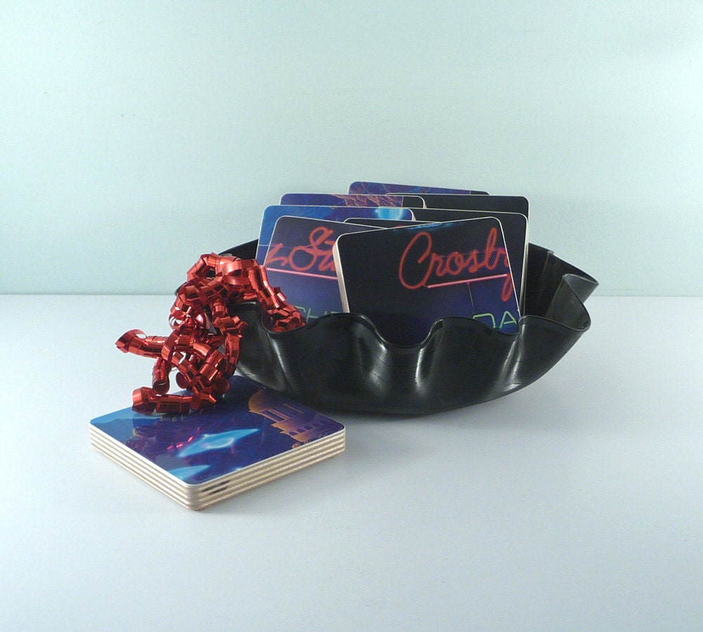 CROSBY, STILLS and NASH - Album Cover Coasters with Daylight Again Record Bowl