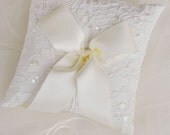 Ivory Ring Bearer Pillow - Ivory Lace Ring Bearer Pillow - READY TO SHIP