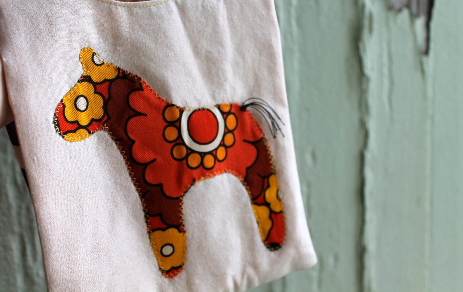 Swedish horse - vintage fabric kid's bag
