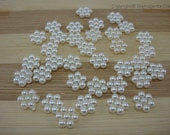 50 pieces Round Pearl Embellishment, Ivory Color, 9 mm x 8 mm (00961)