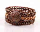 Rust Leather Cuff Bracelet Bohemian Style Wrap Bracelet Copper Western Bronze Caramel Boho Jewelry Made To Order Custom Hippie Fashion