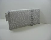 Ruffled Clutch, Bridesmaid Gift, Zipper Pouch - Grey