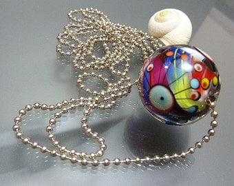 Melanie Moertel Lampwork Beads - Rainbow marble bead incl 2mm ball chain