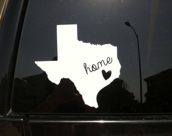 TEXAS Home Vinyl Decal Sticker with Local Heart