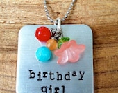 Hand Stamped Birthday Girl Necklace