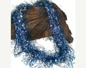 Navy and White Hand Knit Yarn Necklace -  Fashion Accessory - Ready to Ship