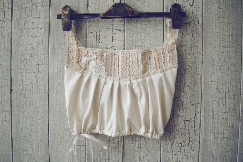PIXIE Top in Cream and Ivory Ready to Ship OOAK
