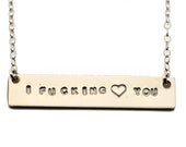 The Name Plate Necklace I F %&  Love You