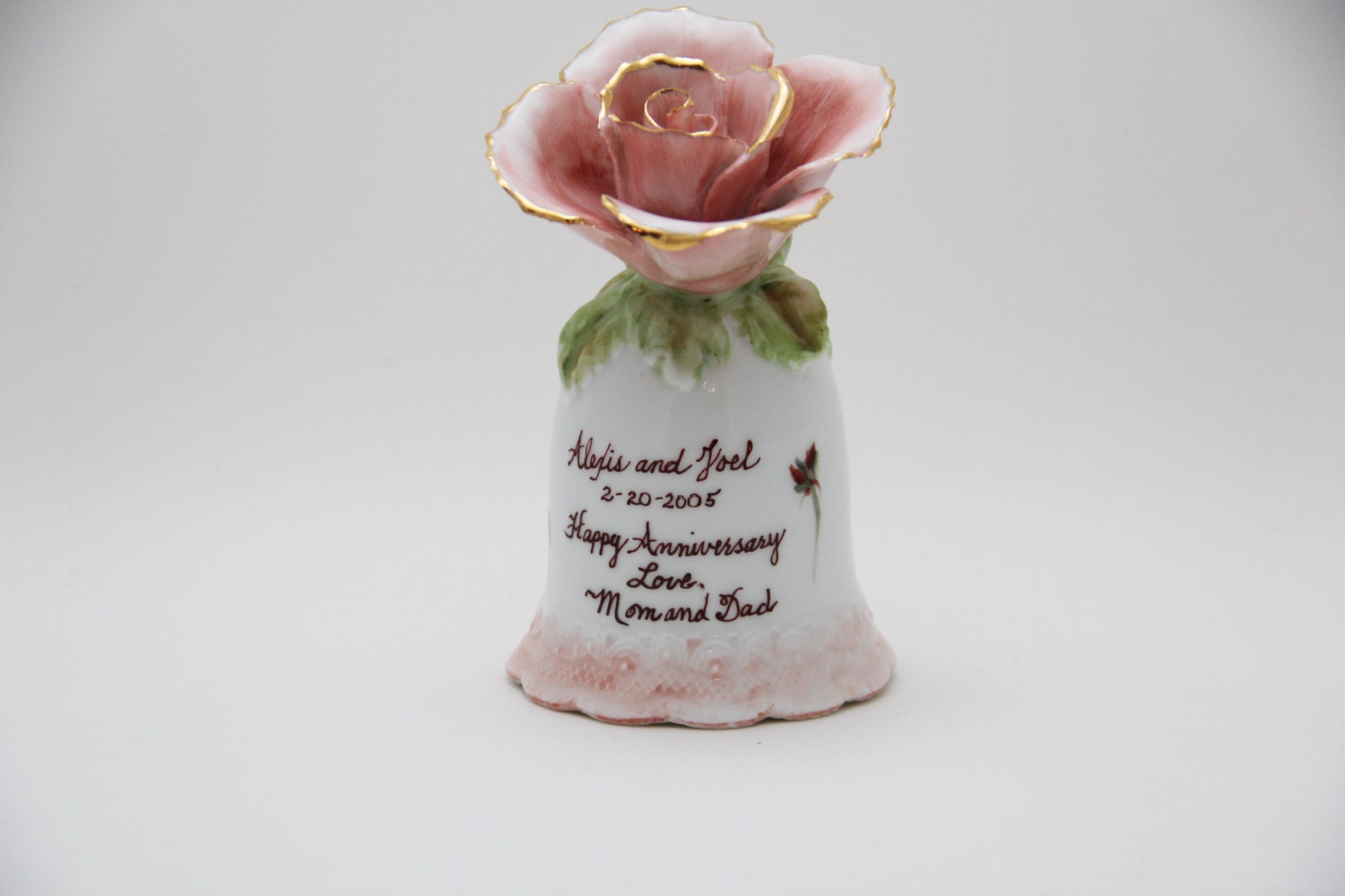 Porcelain Wedding Anniversary Bell - Hand Painted Wedding Anniversary ...