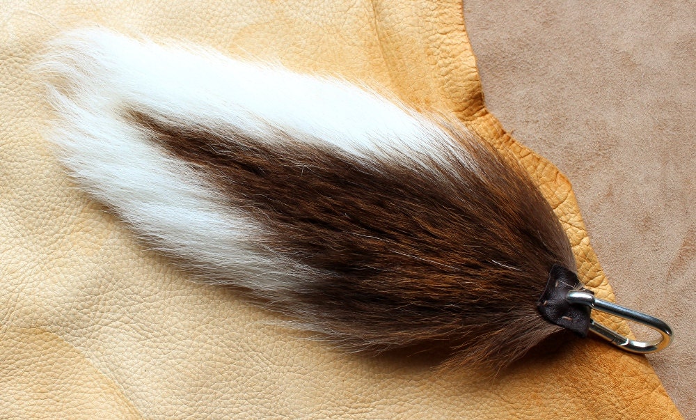 Deer tail - real eco-friendly whitetail deer totem tail on carabiner keychain for shamanic ritual and dance DR03