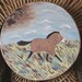 13" thirteen inch diameter real raw hide skin and cedar hoop frame shaman hand drum painted with Przewalski's horse and cave paintings