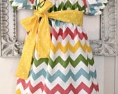 Vintage Stitches Chevron Girl  Dress - Chevron Dress - Spring Dress- Girl Dress- Baby Clothing