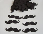 50 Black mustaches, mustache die cut, mustache punch out, scrapbook embellishment, wedding decoration, party supply