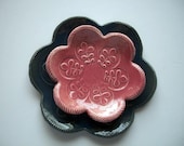 Scalloped Navy and Rose Spoon Rest Set
