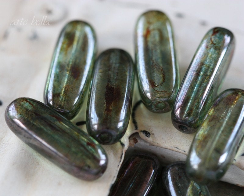 PINE STICKS .. NEW Picasso Czech Glass Beads (3332-10)