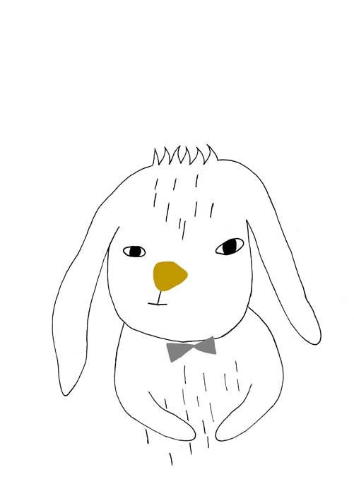 Print - Bunny rabbit with bow tie