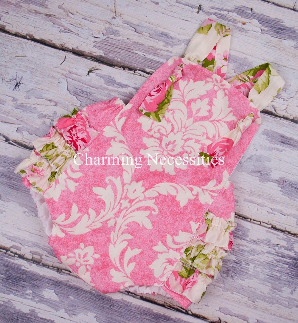 Baby Girl Sunsuit Romper Bubble with Ruffles Spring Summer - Southern Belle