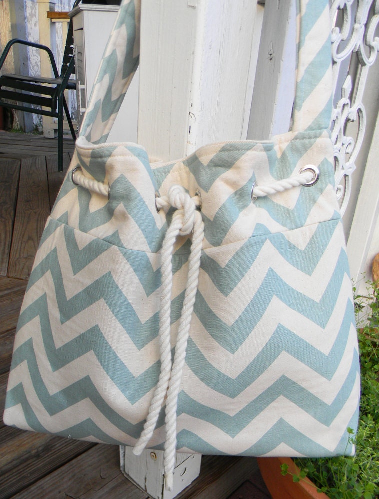 Diaper Bag Shoulder Bag Drawstring Bag in Chevron and You can choose the fabric