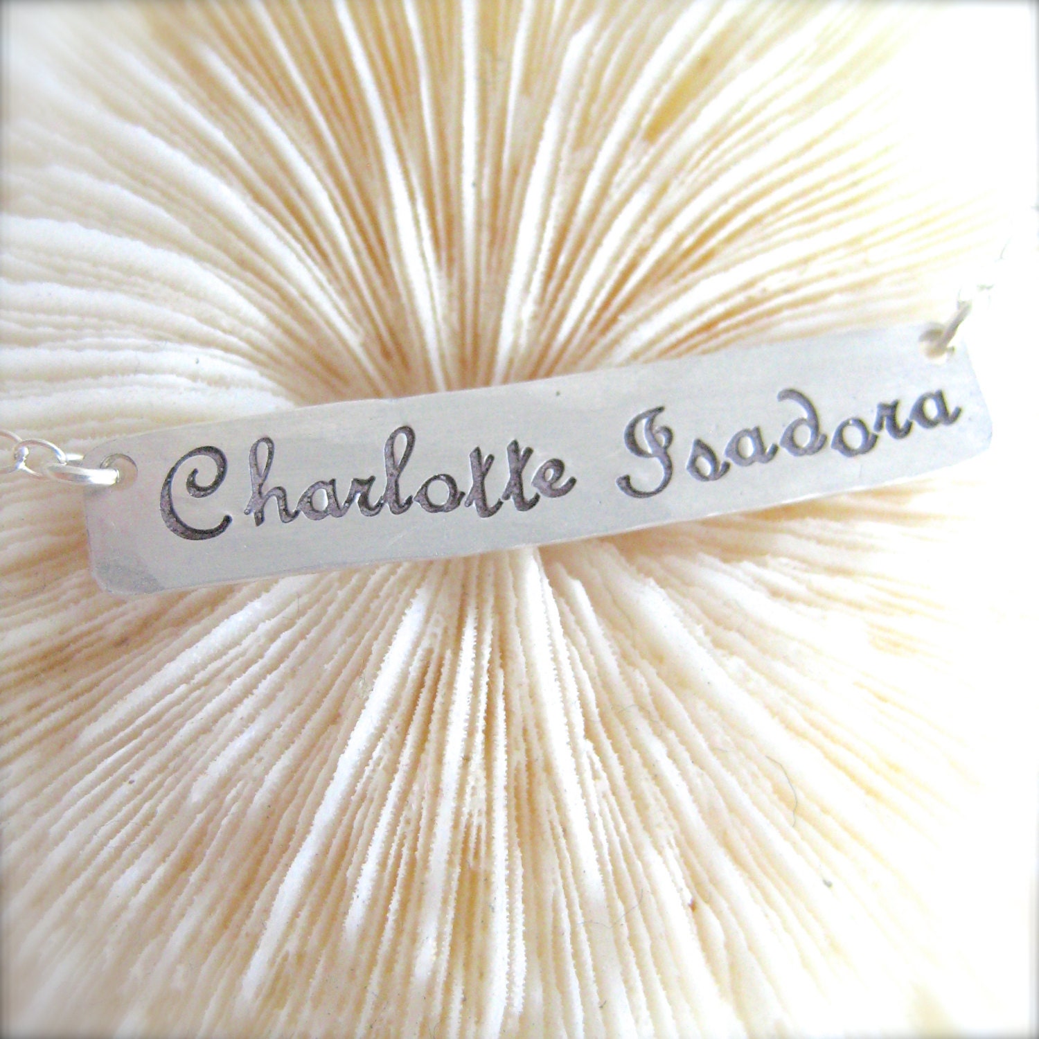 Silver Bar Necklace - Personalized in Script on Sterling Silver