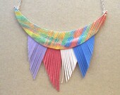 Multi Pastel Leather Fringe Necklace