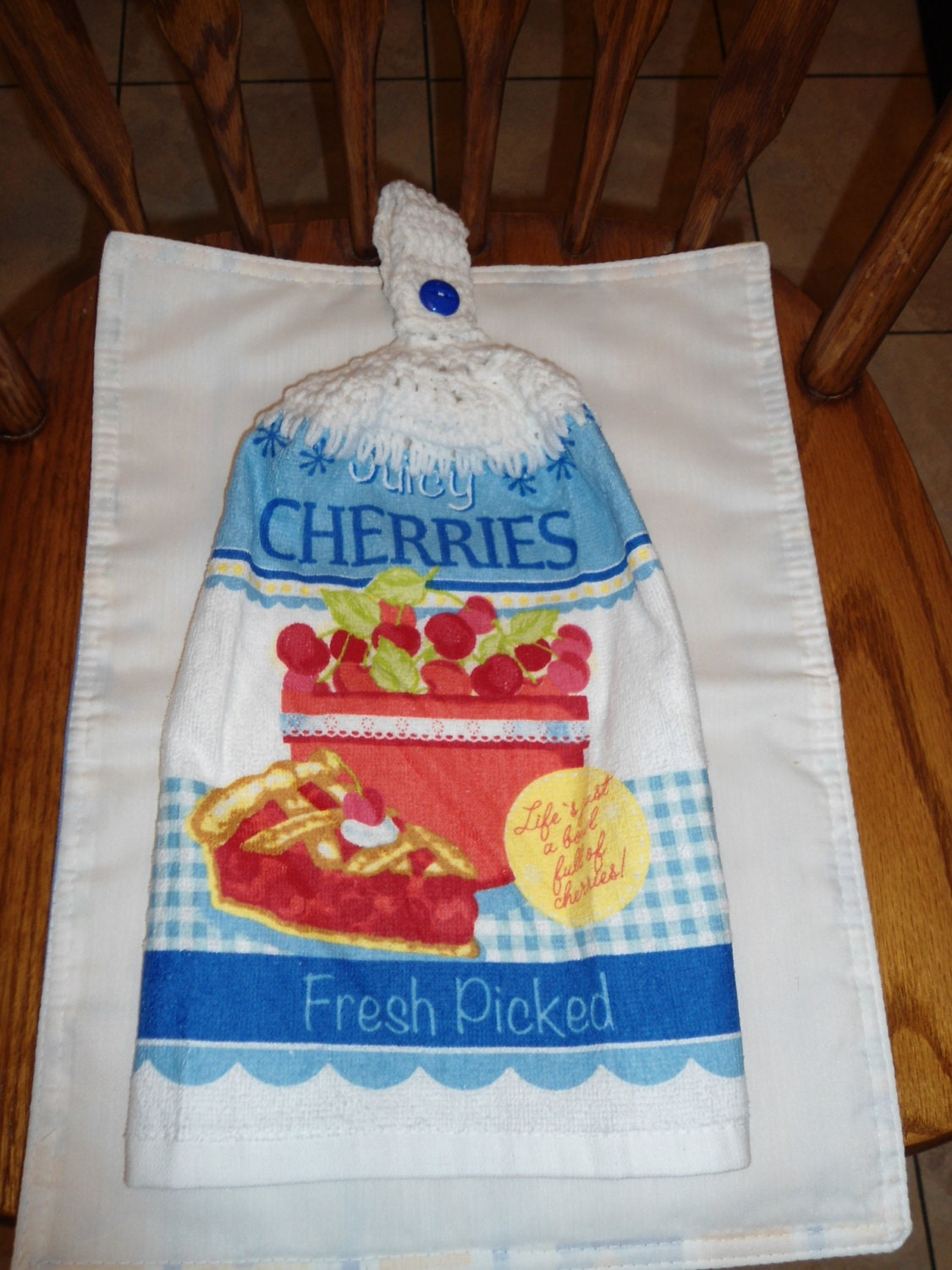 Cherries Crochet Top Kitchen Towel